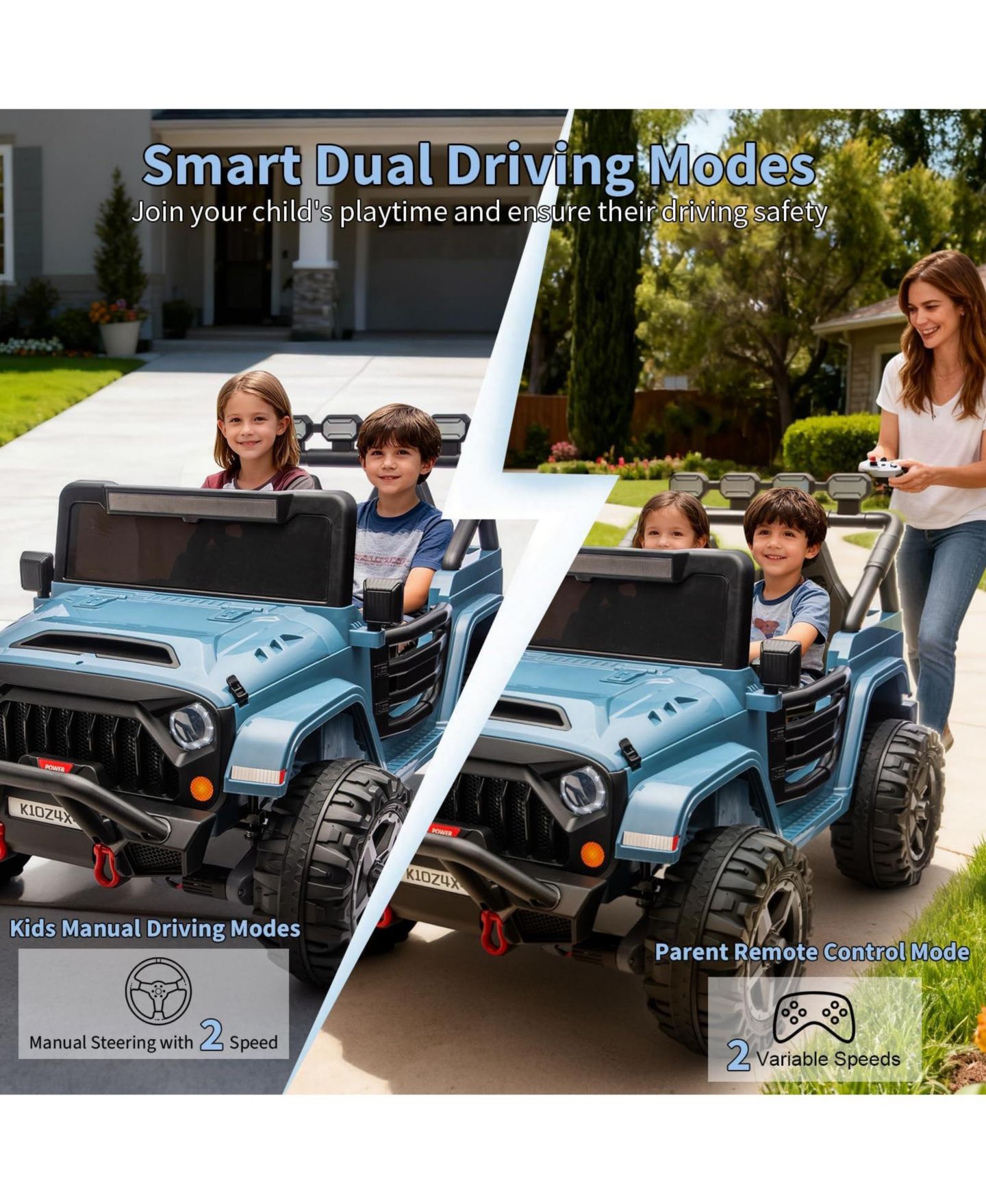 Детская игрушка homfan Double Seat 24V Ride-On SUV Remote Control Battery Powered 4WD, 3–8 лет — фото 4