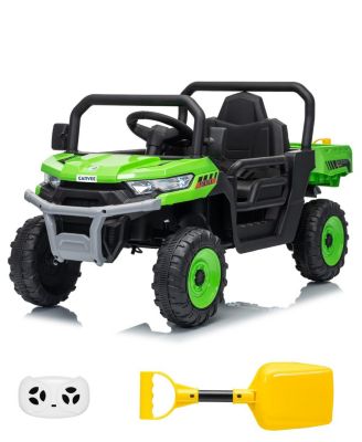 12V Electric Ride-On Dump Truck for Young Users, Parental Remote Control, Single-Seat Construction Toy, Shock Absorbers, Lockable Doors, Headlights