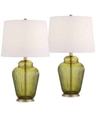 Grimmia 24" High Moss Green Glass Table Lamp Set of 2