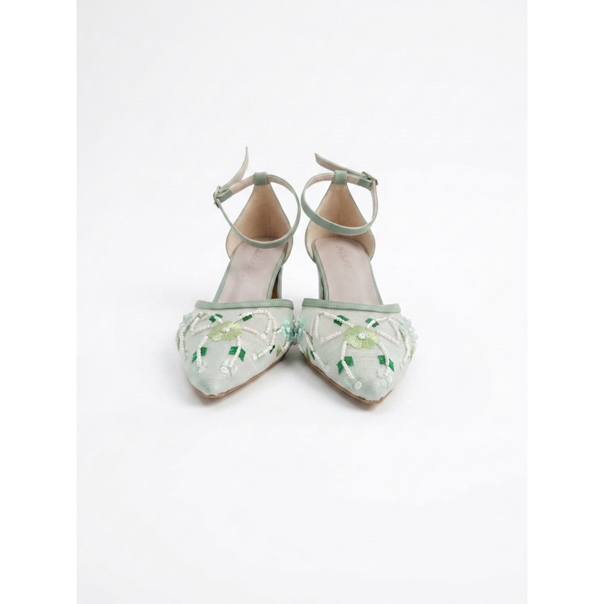 Prologue Shoes Women's Lorelai Block Heel Embroidered Bridal Pump