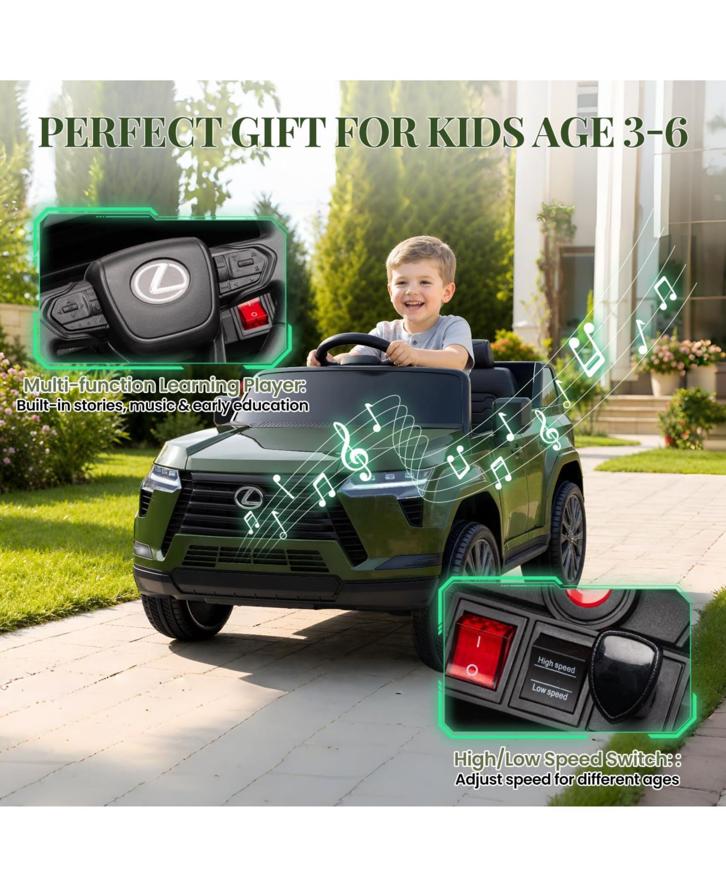 Детская игрушка homfan LC500 42" 12V Electric Remote Control Ride-On Car, 3–6 лет — фото 8