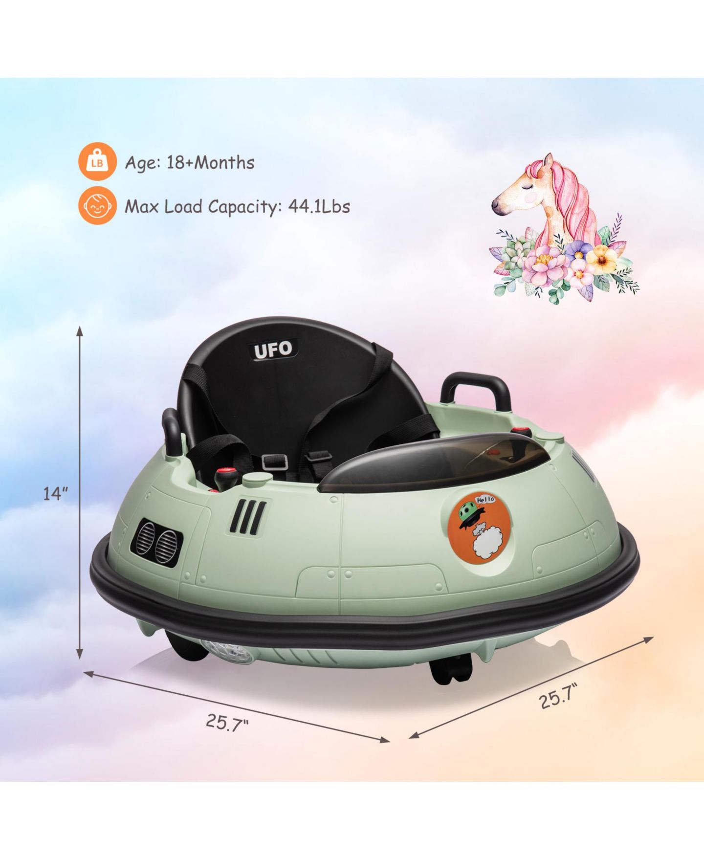 Детская игрушка homfan 12V Metal Bumper Car with 360-Degree Spinning, Remote Control, Battery Powered, 3–6 лет — фото 2