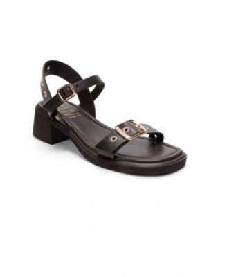 Forever and Always Shoes Women's Rabel Leather Block Heel Sandal