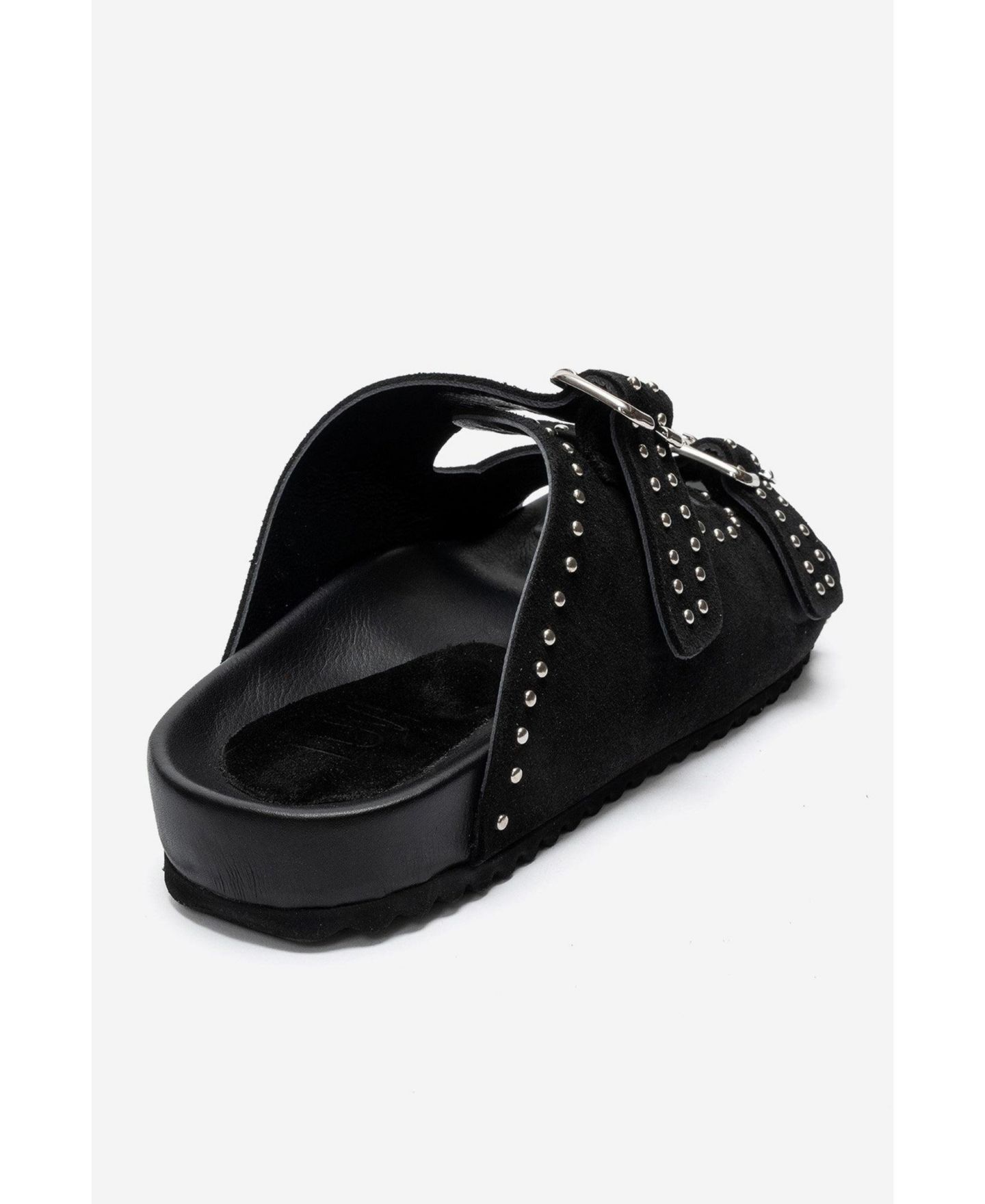 Женские сандалии Forever & Always Shoes Avenelle Leather Double Band Sandal, цвет: Чёрный замшевый — фото 7
