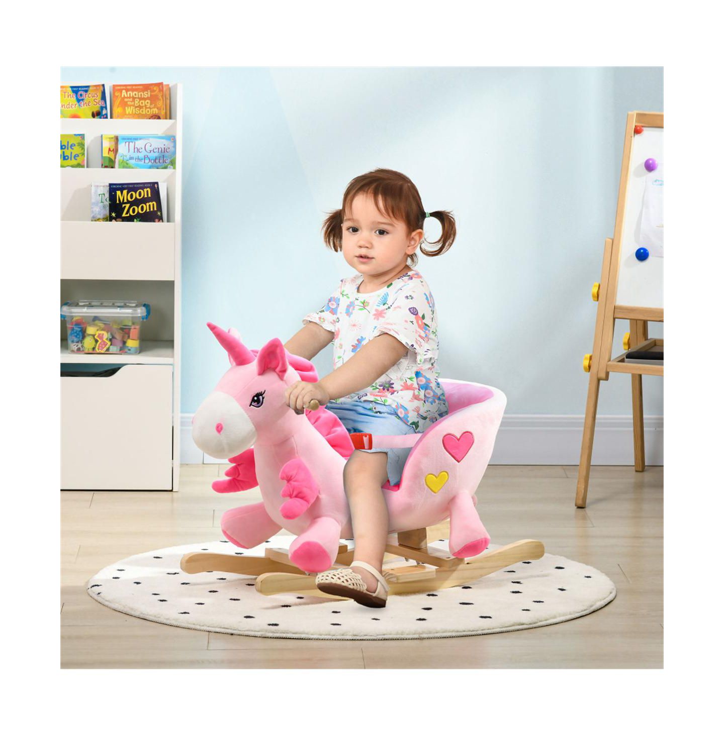 YOBTOP Baby Rocking Horse, Ride on Unicorn with 32 Songs, Toddler Rocker Toy with Wooden Base Seat Safety Belt, цвет: Розовый — фото 2