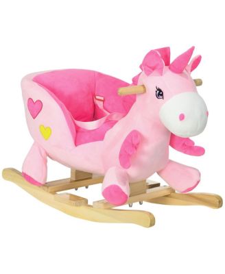 Baby Rocking Horse, Ride on Unicorn with 32 Songs, Toddler Rocker Toy with Wooden Base Seat Safety Belt