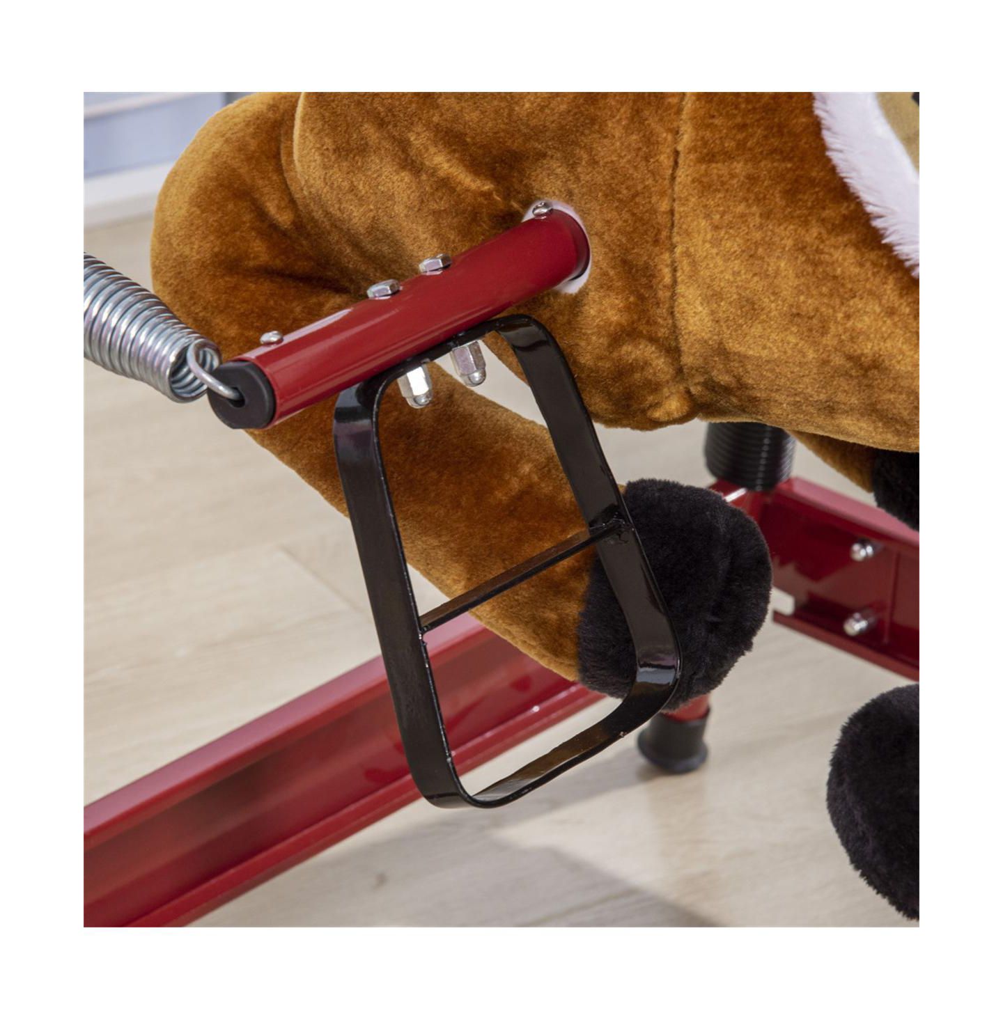 Детская мягкая игрушка YOBTOP Kids Spring Rocking Horse, Ride on Horse for Girls and Boys with Animal Sounds, Plush Horse Ride-on with Soft Feel, Interactive Toy for Kids, цвет: Коричневый — фото 5