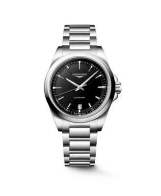 Men's Conquest Silver Stainless Steel Strap Watch 38mm