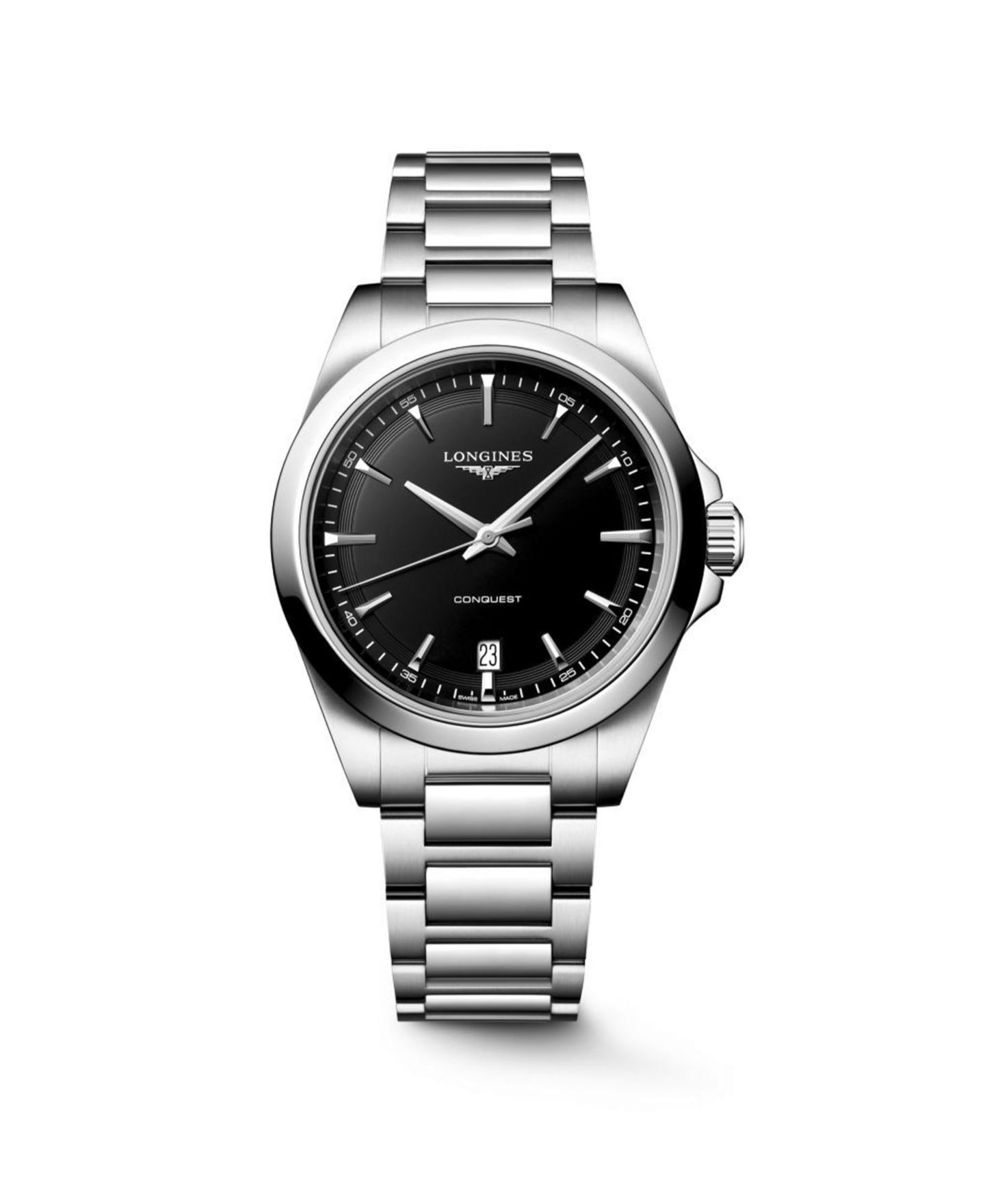 Мужские часы Longines Conquest Silver Stainless Steel Strap Watch 38mm — фото 1
