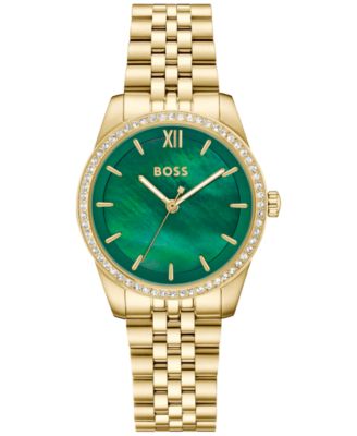 Women's Graceful Quartz Ionic Plated Thin Gold Steel Watch 32mm