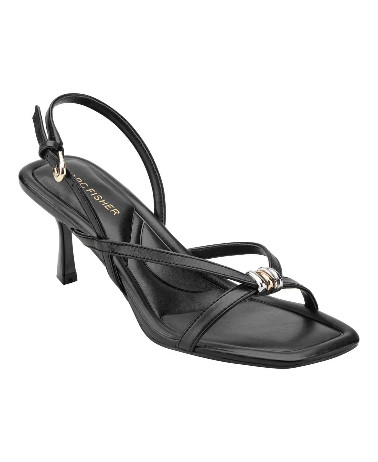 Женские сандалии Marc Fisher Derisa Square Toe Slingback Dress Sandals, цвет: Чёрный — фото 1