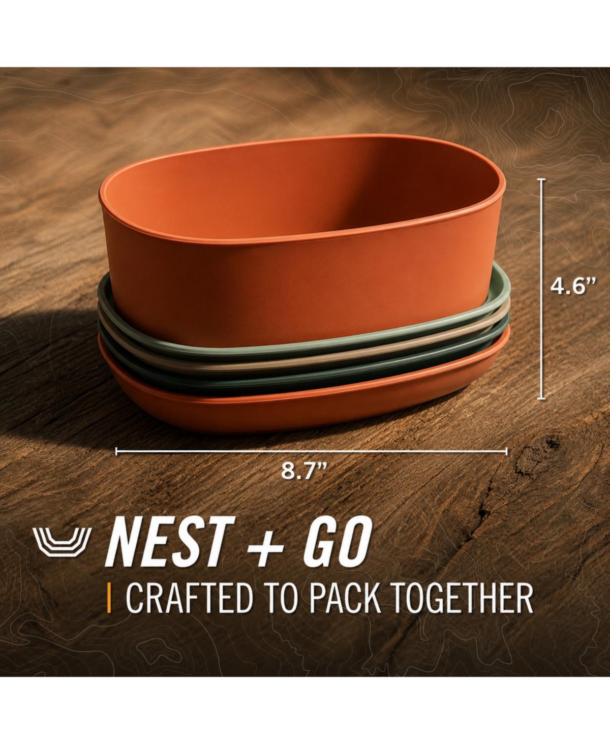 Piscifun 9 Piece Nesting Outdoor Camping Tableware Set With Mixing Bowl Portion Markings