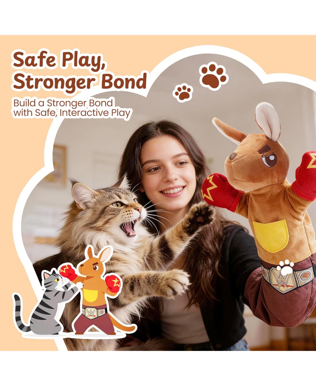 Nocciola Rumble Roo Cat Wrestling Toy