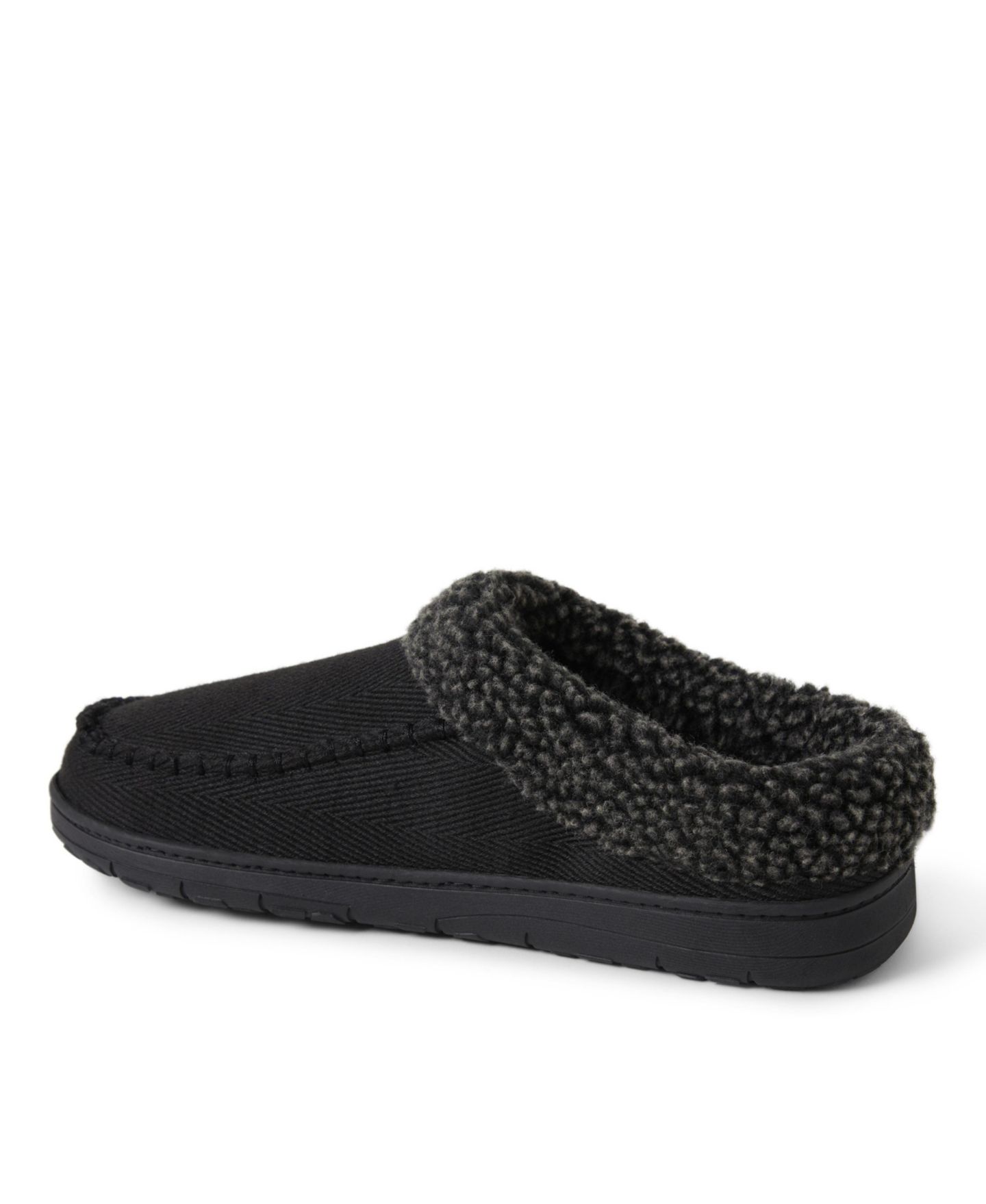 Мужские сабо Dearfoams Brendan Twill Moccasin Toe Clog Slipper, цвет: Чёрный — фото 2