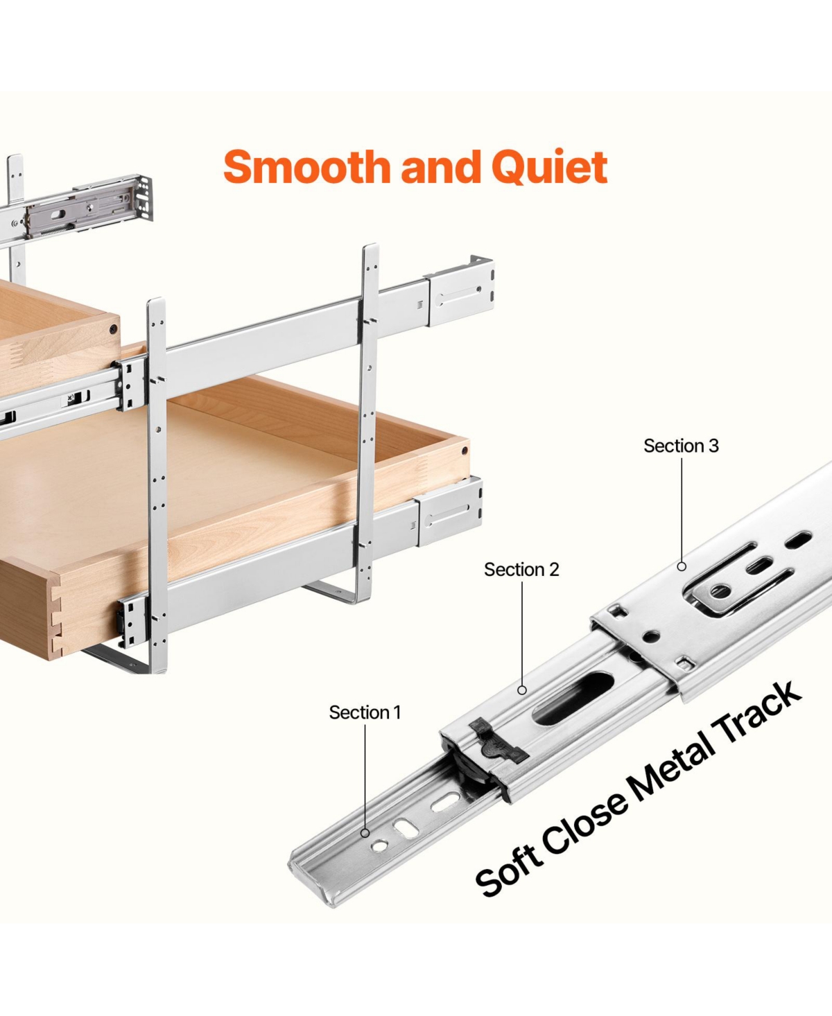 Sugift 2-Tier Pull Out Cabinet Organizer D Soft Close Sliding Wood Drawer