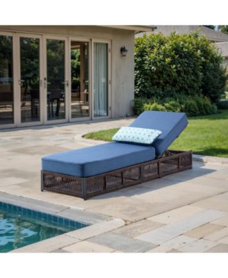 Outdoor Reclining Chaise Lounge with 5inc Thick Cushion, All-Weather Wicker Patio Lounge Chair with Pillow