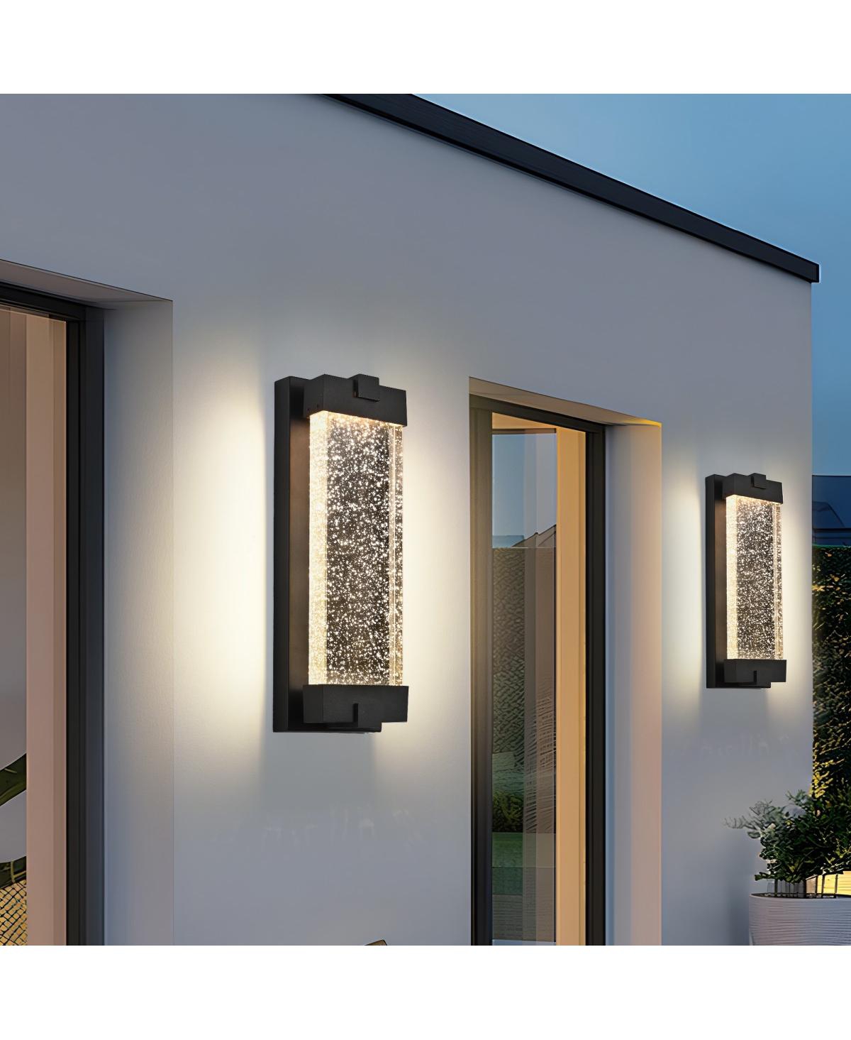 Asagikoiai 19" Modern Led Outdoor Wall Light, Bubble Crystal Waterproof Sconce