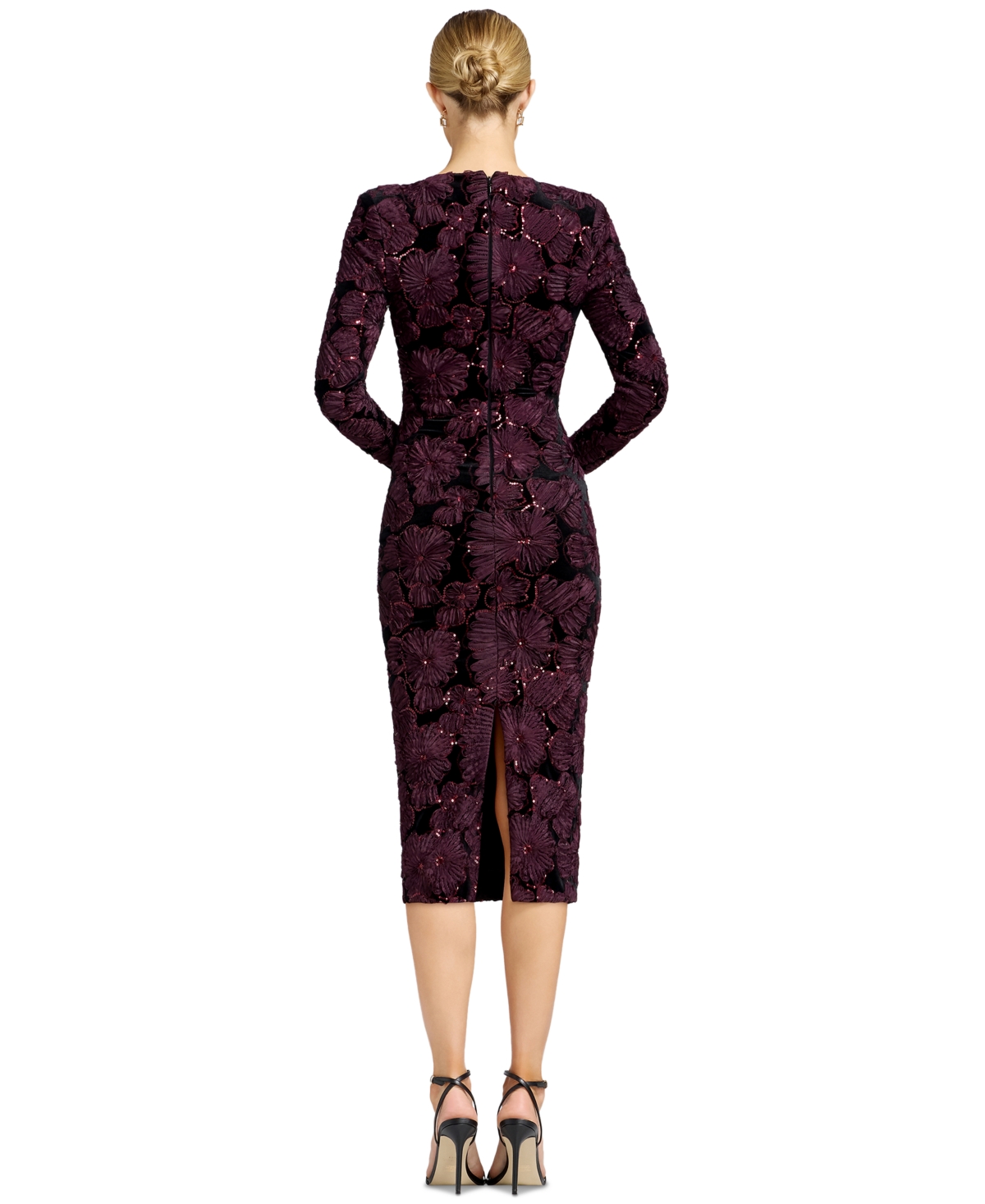 Dress the Population Women's Long-Sleeve Bodycon Floral-Print Midi