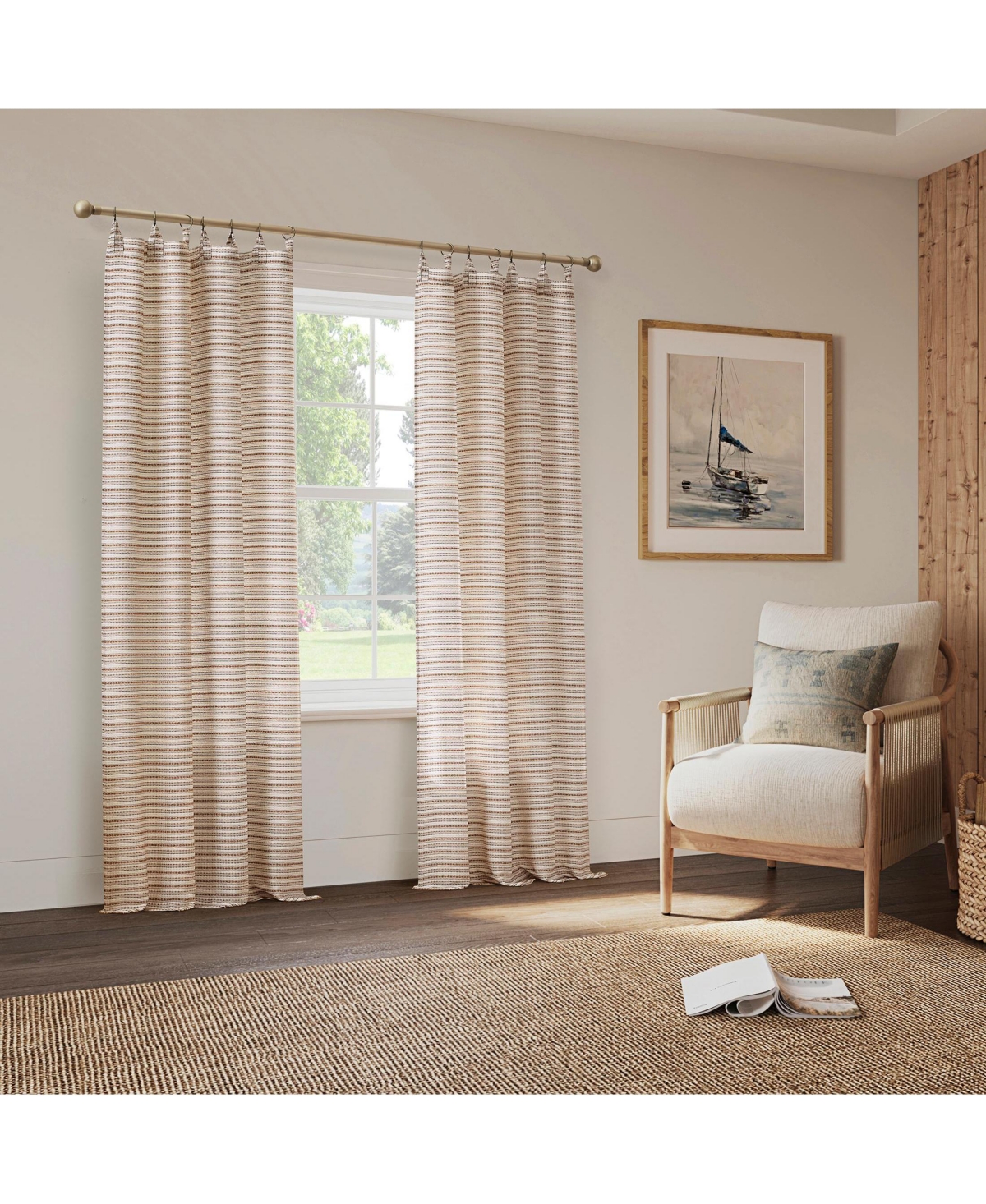 Archaeo Woven Stripes Ring Top Curtains