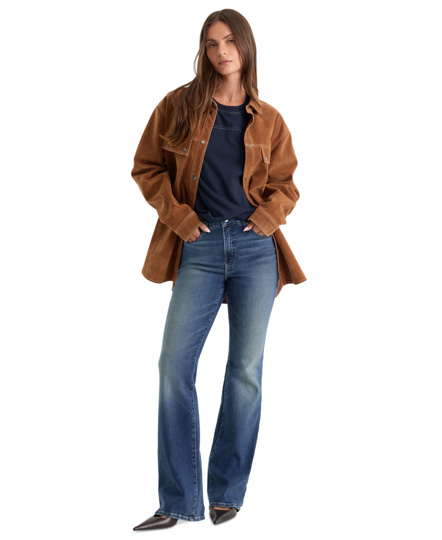 Женские джинсы Good American Petite Good Bootcut High-Rise, цвет: Newcrest — фото 2