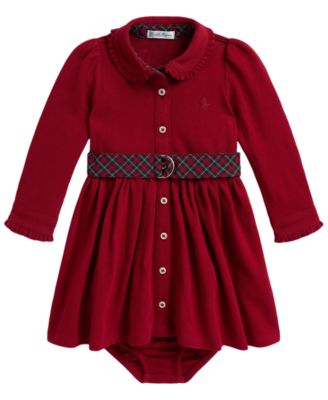 Baby Girls' Belted Dress with Matching Bloomer