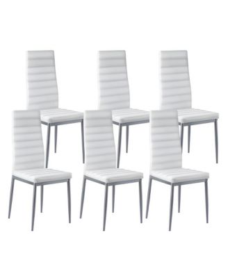 Set of 6 Modern Dining Chairs with Thick Cushions and Metal Legs
