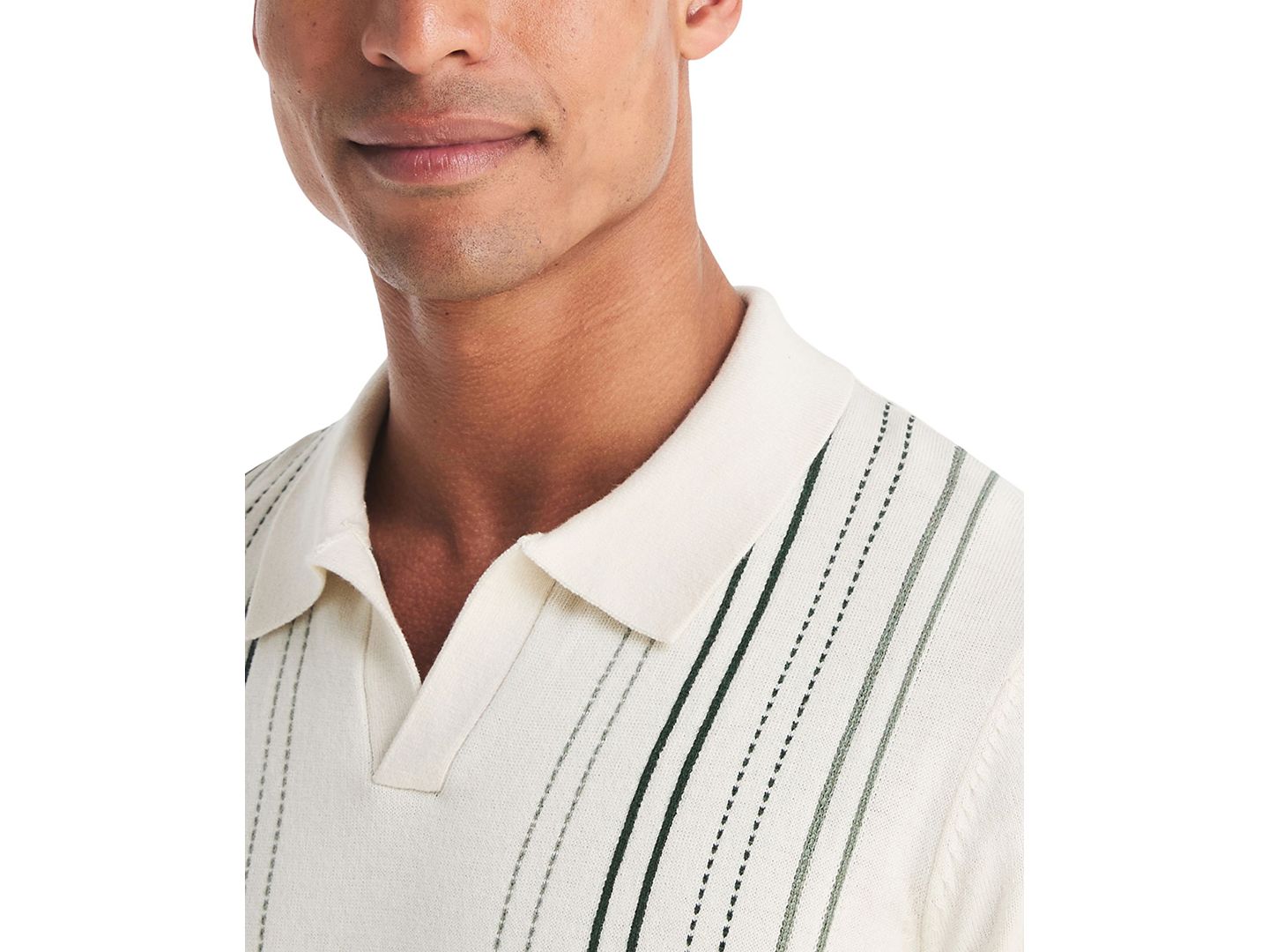 Мужской свитер Nautica Performance Jacquard Classic-Fit Polo Sweater, цвет: Натуральный — фото 3