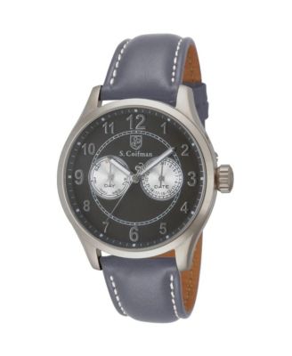 S.Coifman SC0319 Men's Heritage Chronograph Dial Leather Strap Watch 44mm