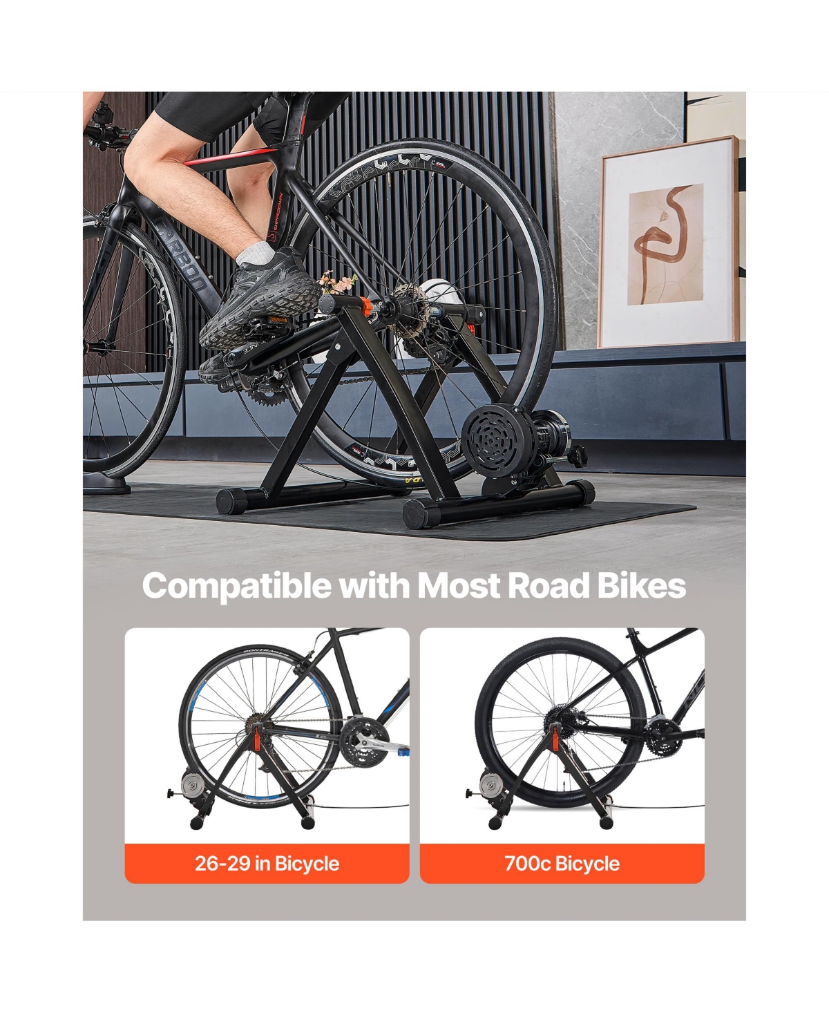 Sevorley Foldable Magnetic Bike Trainer Stand, 6-Level Resistance, 26-29 in and 700C Wheels