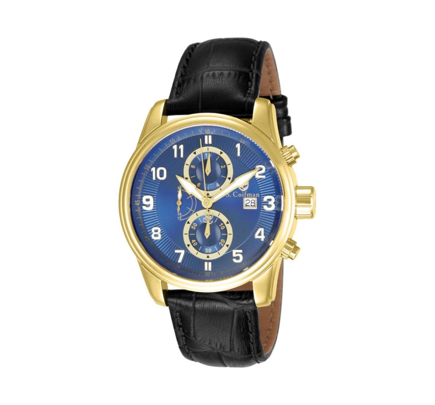 Мужские часы Invicta S.Coifman Heritage Chronograph Dial Leather Strap Watch, цвет: Чёрный — фото 1