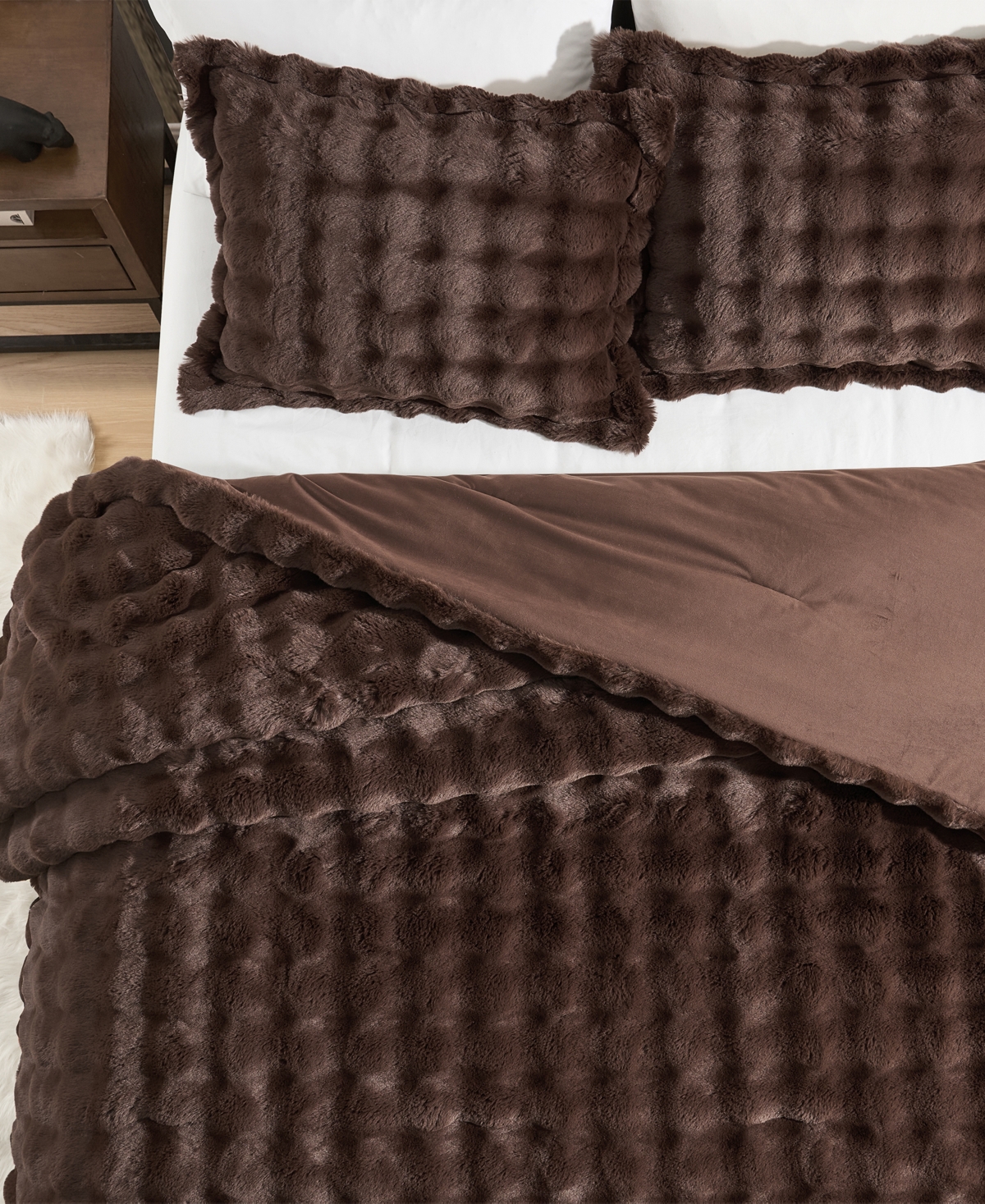 Alpine Cabin Bubble Faux Fur 3-Piece Comforter Set