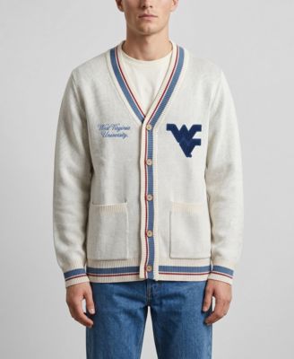 Men's and Women's Natural West Virginia Mountaineers Americana Striped Full-Button Cardigan