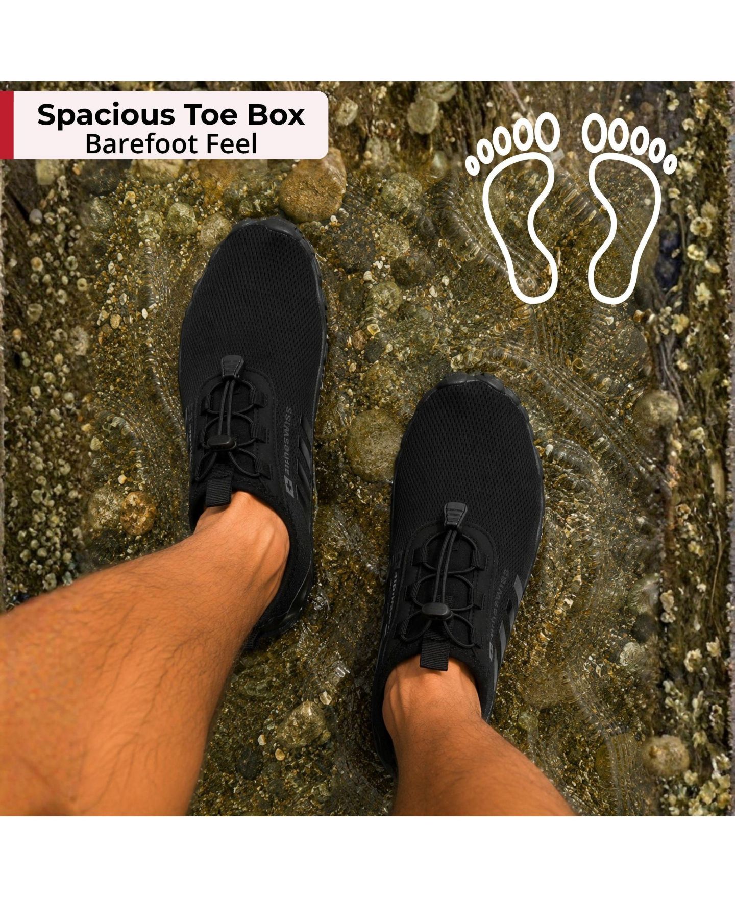 Мужские кроссовки Alpine Swiss Odin Quick-Dry Water Shoes Lightweight Non-Slip Beach Barefoot, цвет: Чёрный — фото 7