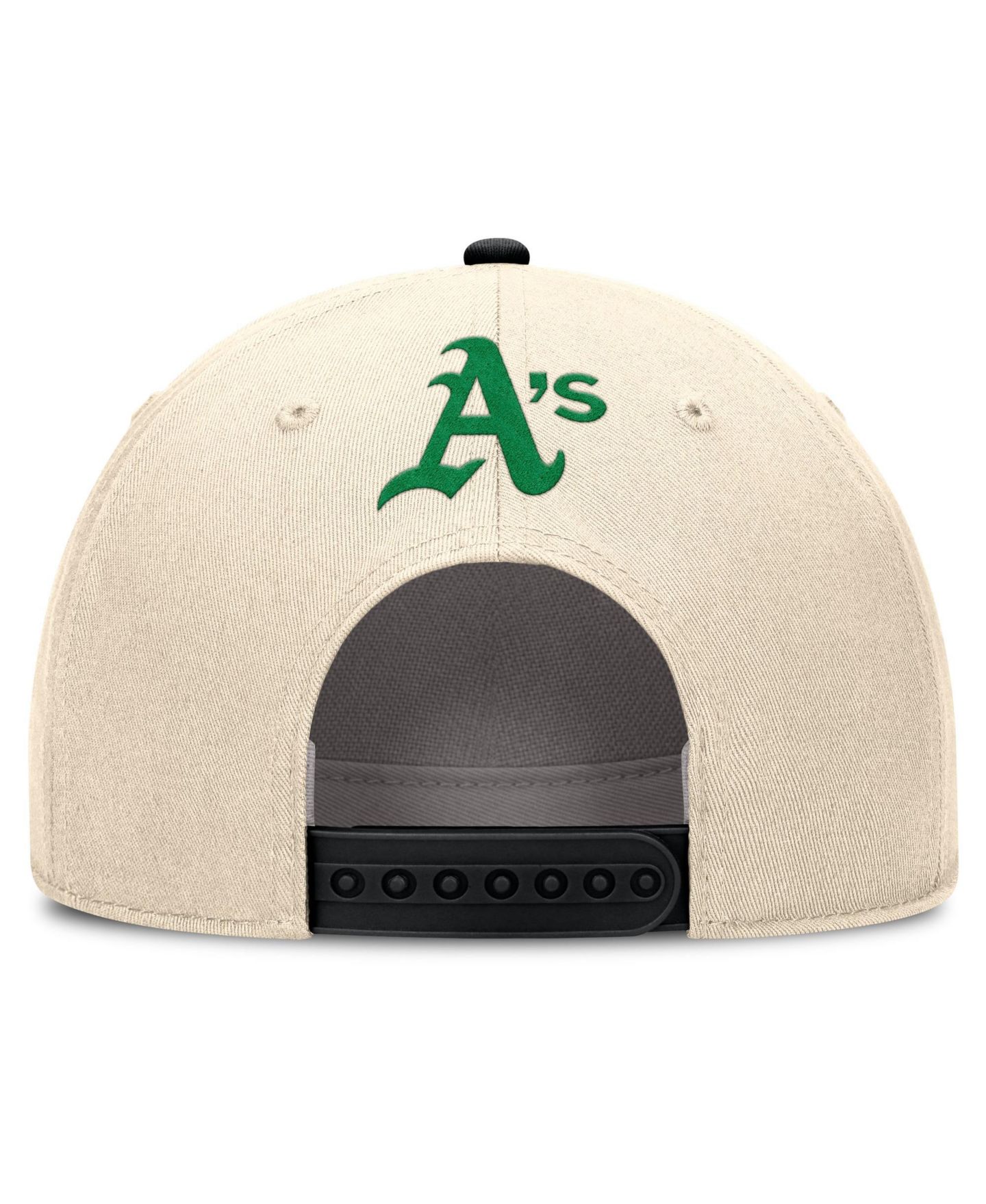 Мужская кепка Nike Natural/Black Oakland Athletics Cooperstown Collection Rise Adjustable Hat — фото 4