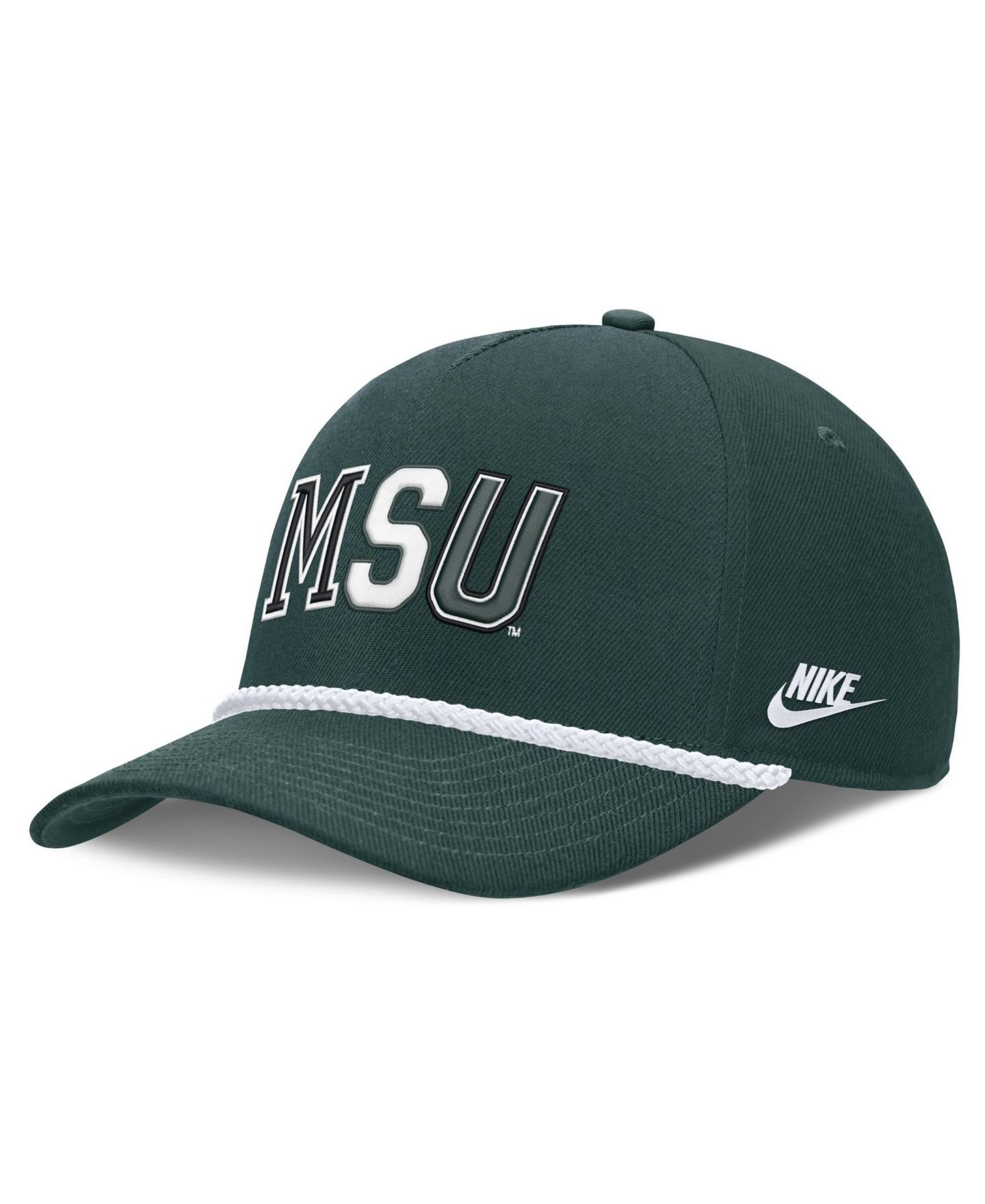 Головной убор Nike Green Michigan State Spartans 2026 Basketball Refresh 5-Panel Rope Rise Hat — фото 3