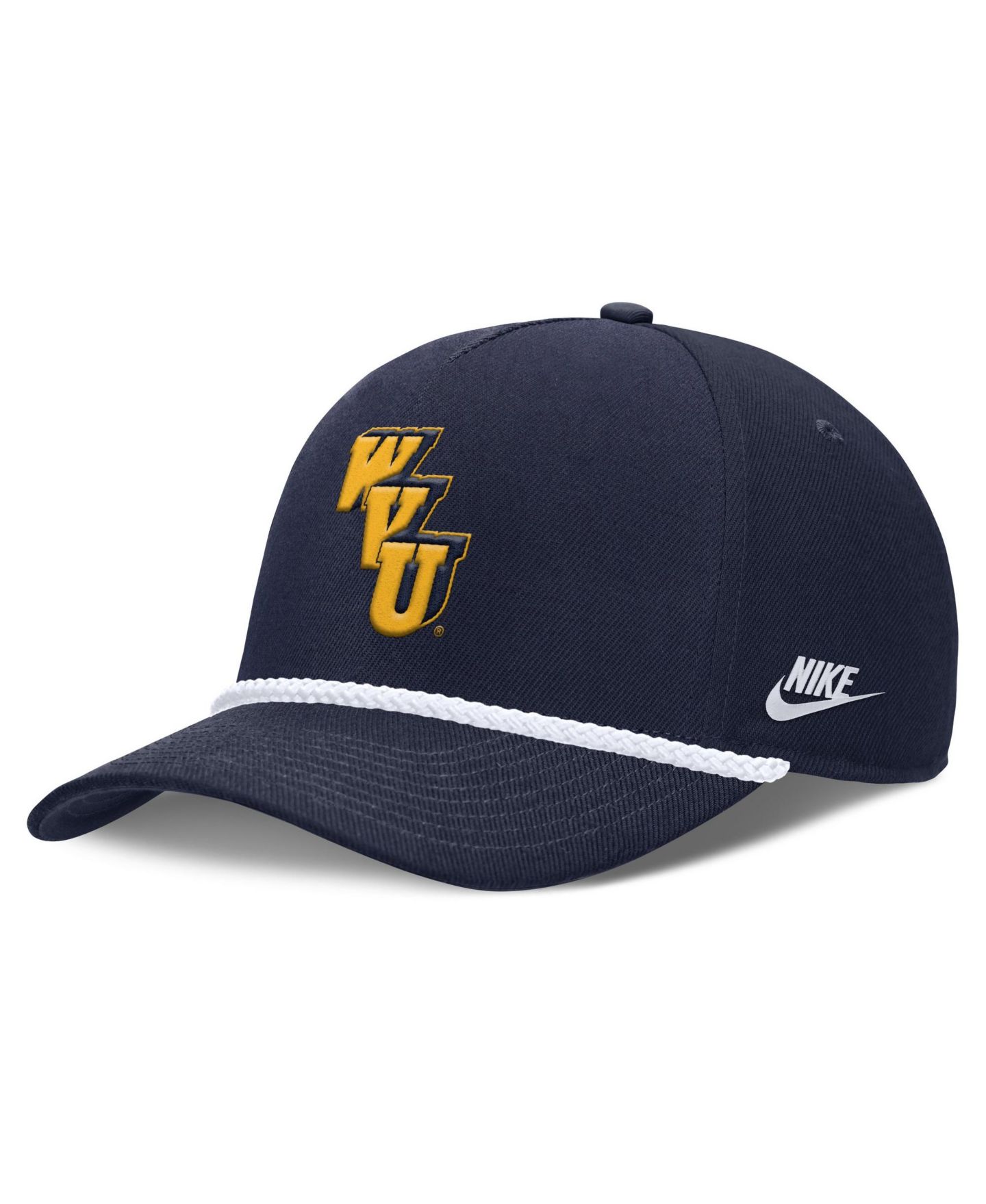Головной убор Nike Navy West Virginia Mountaineers 2026 Basketball Refresh 5-Panel Rope Rise Hat — фото 3