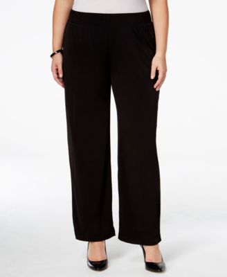 NY Collection Plus Size Pull-On Wide-Leg Pants - Macy's
