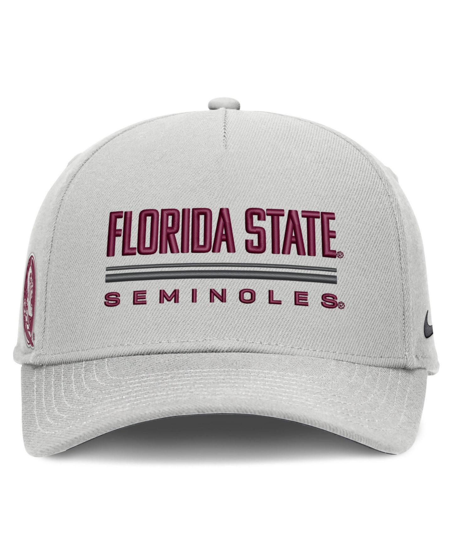 Мужская кепка Nike Gray Florida State Seminoles 2026 Sideline Dri-FIT Rise Adjustable Hat — фото 2