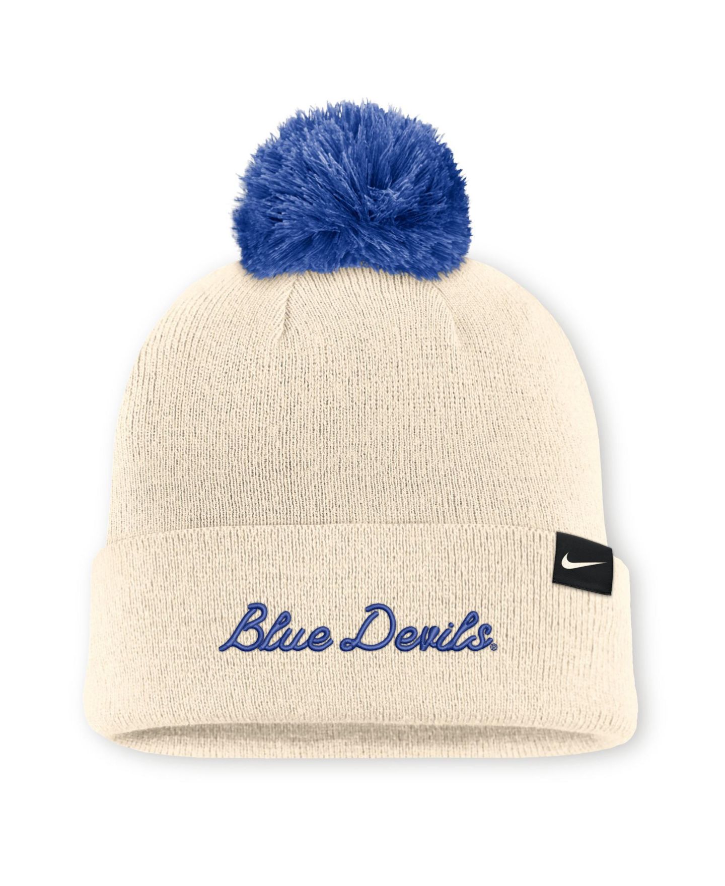 Шапка Nike Natural Duke Blue Devils Campus Prep Script Cuffed Knit Hat with Pom — фото 2
