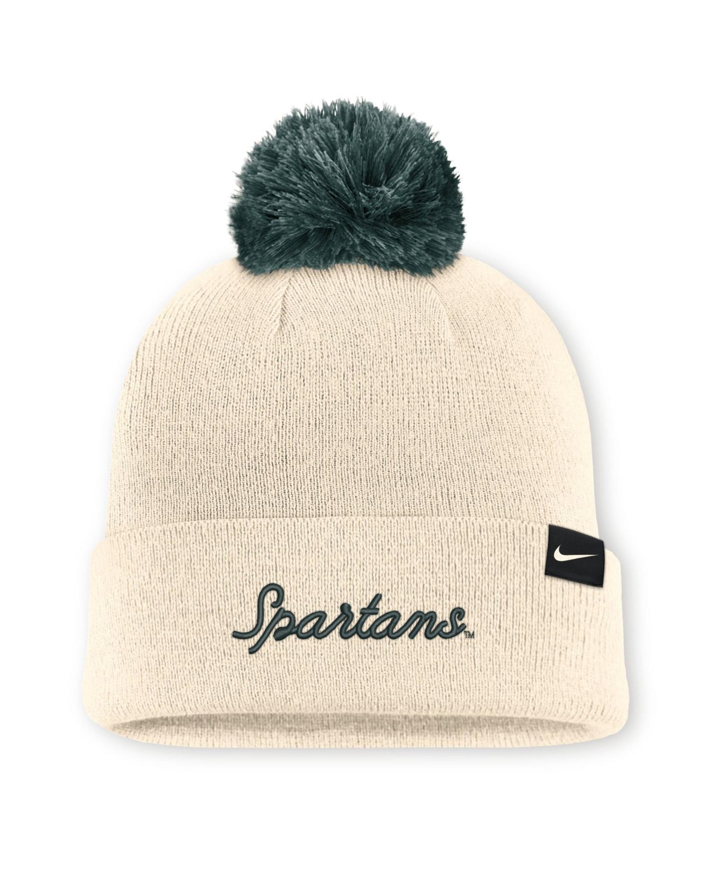 Шапка Nike Natural Michigan State Spartans Campus Prep Script Cuffed Knit Hat with Pom — фото 2