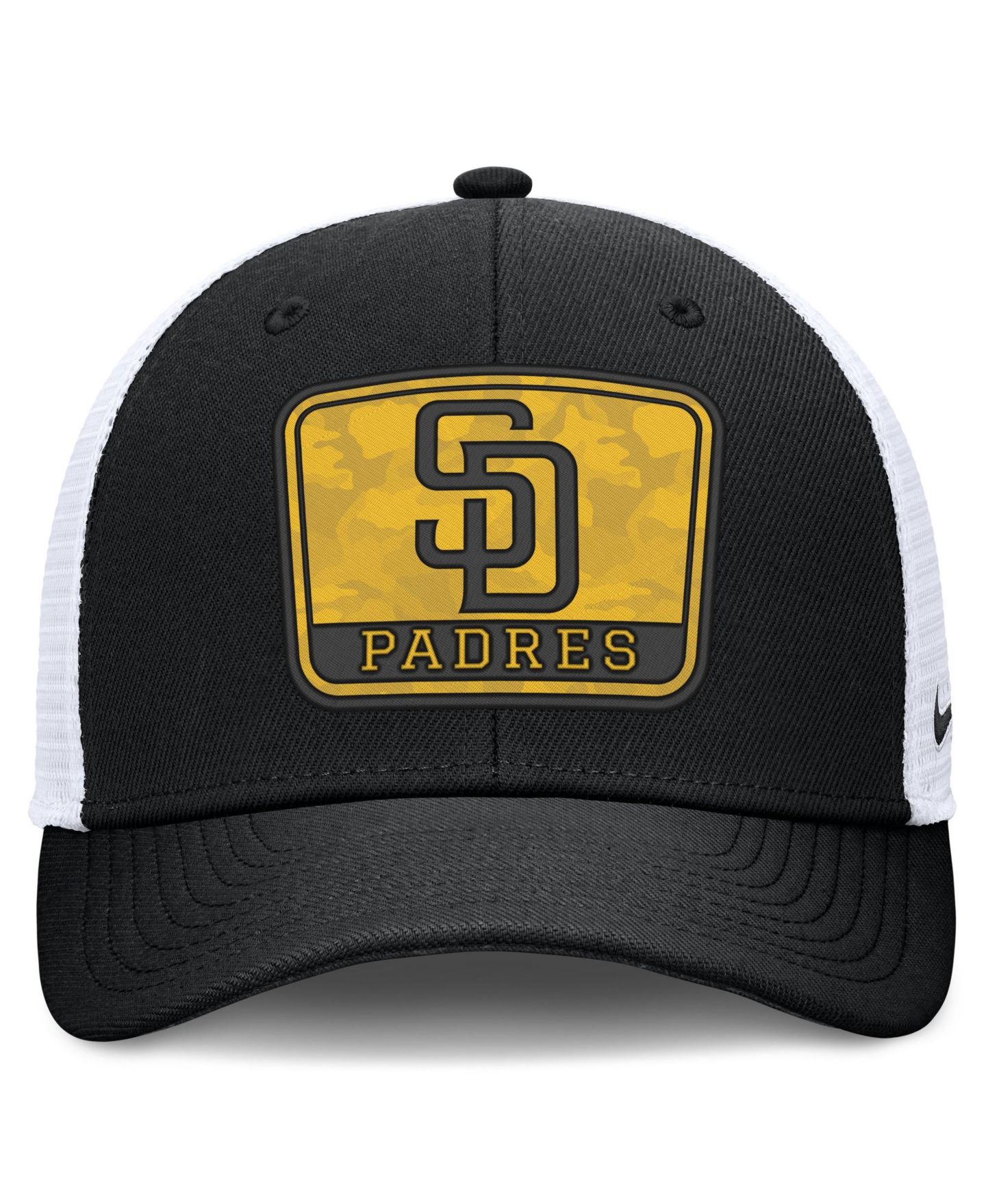 Мужская кепка Nike Black/White San Diego Padres Camo Rise Trucker Dri-FIT Adjustable Hat — фото 2