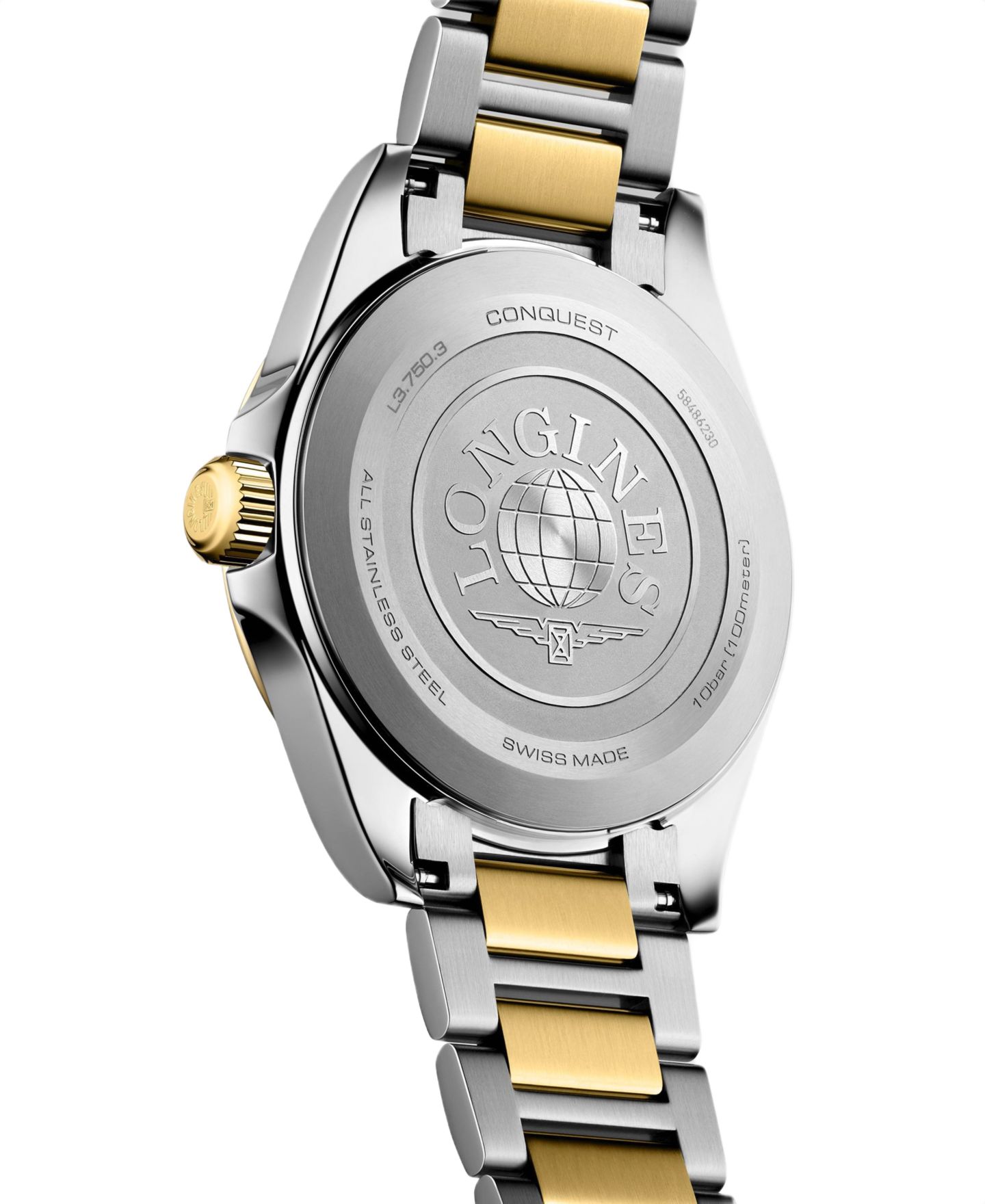 Мужские часы Longines Conquest Yellow PVD Coating and Silver Stainless Steel Strap Watch 38mm — фото 3