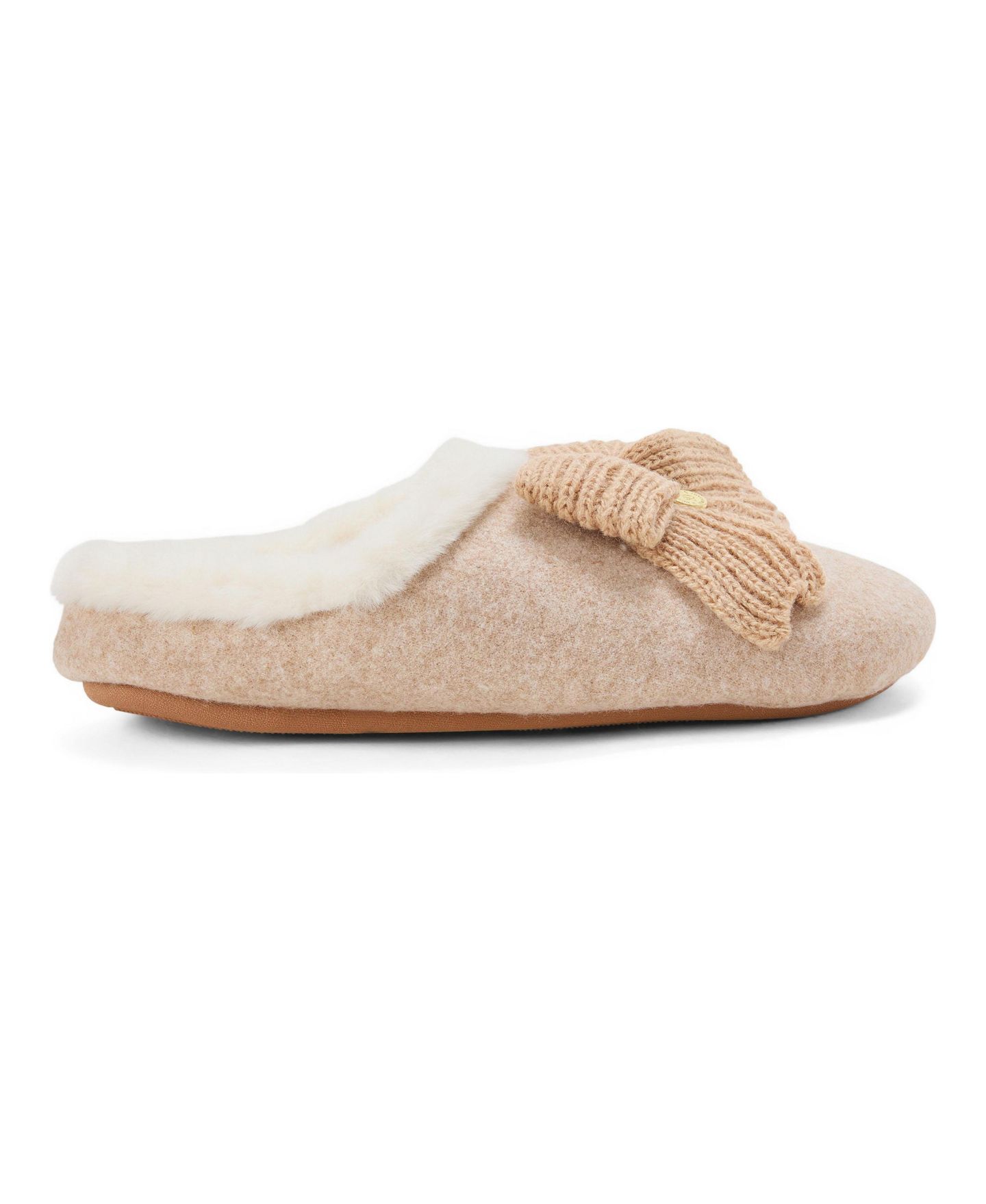 Женские сабо Dearfoams Josie Knit Clog Slipper with Bow, цвет: Латте — фото 2