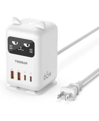 Multi-Port USB Charging Station with 65W, 2 USB-C, 2 USB-A Compatible with Phones, Tablets and Other Personal Devices