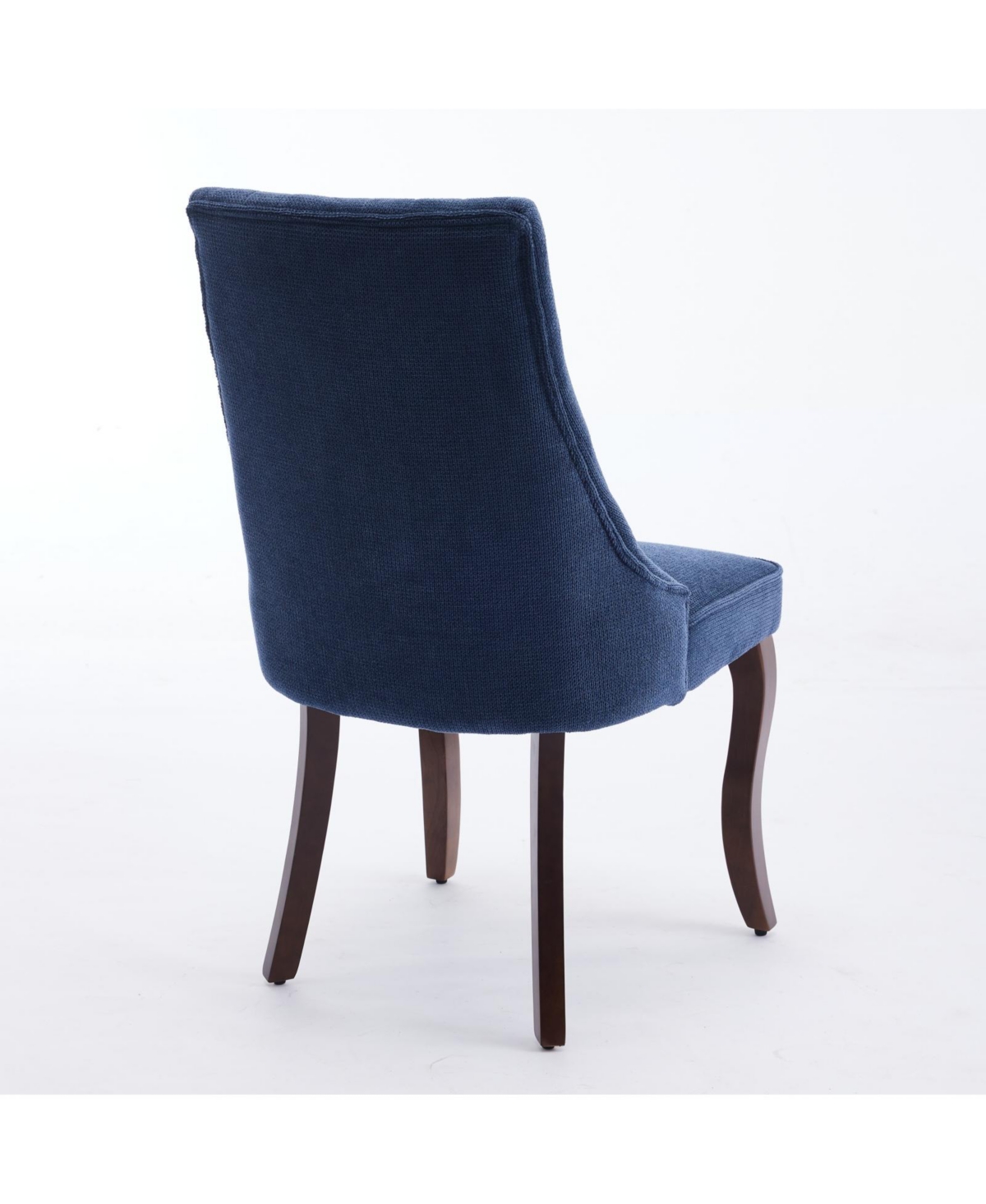 Flynama Set of 2 Rayon Flocking Linen High Back Curved Solid Wood Legs Adjustable Leveling Feet Dining Chairs