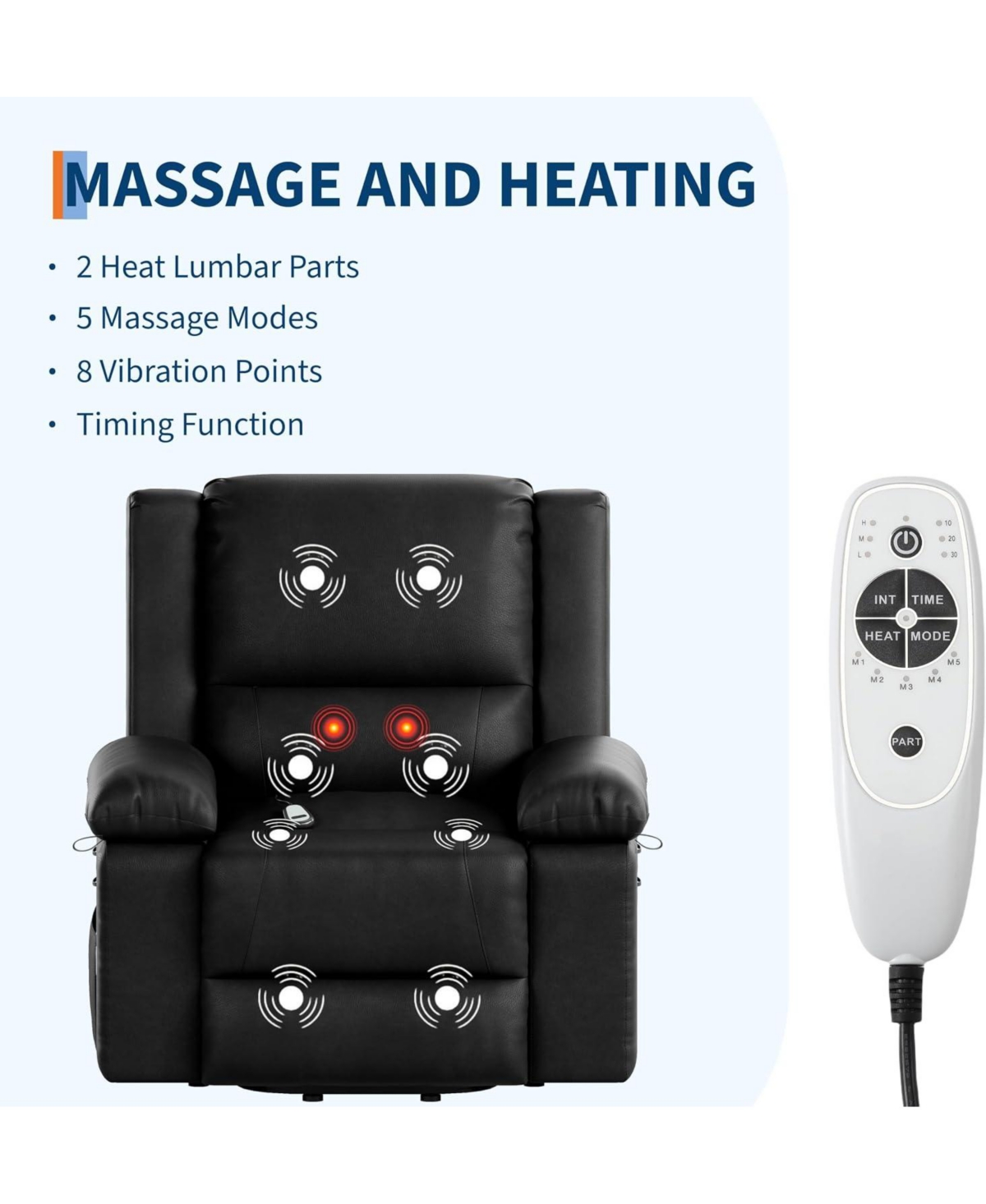 gaomon Heat and Massage Electric Power Lift Recliner Sofa Chair for Seniors, Living Room