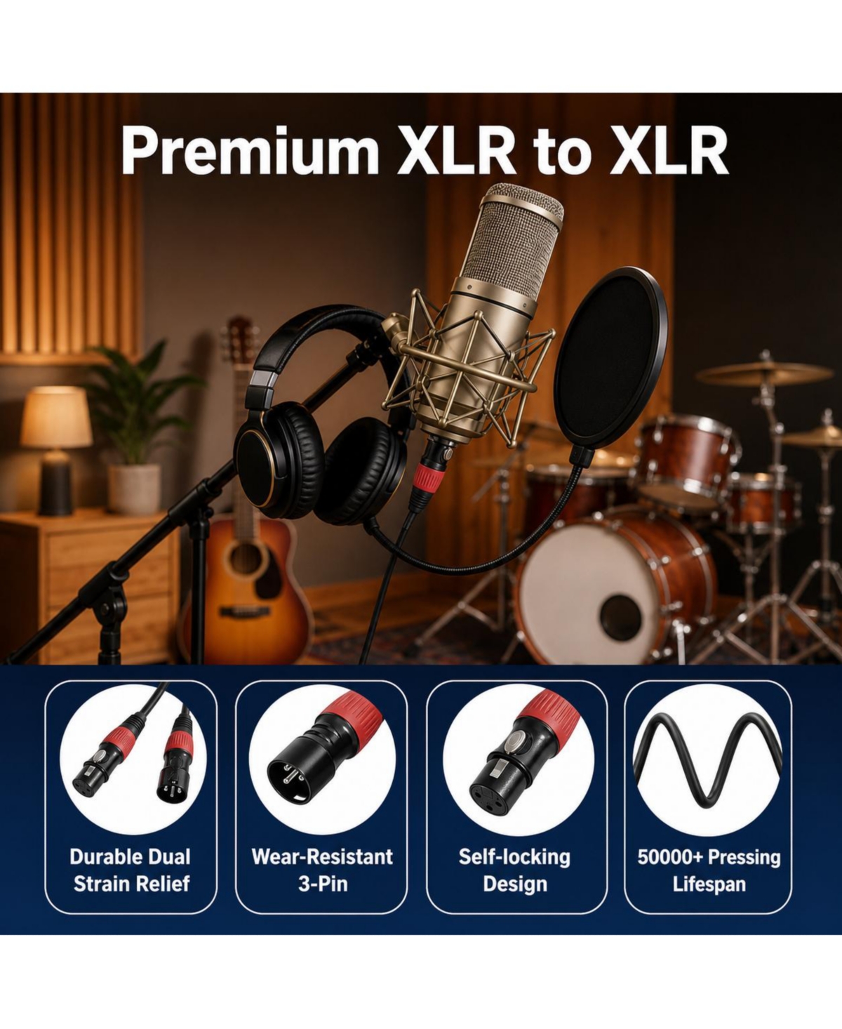 Lofree Balanced Oxygen-Free Copper Xlr Microphone Cables, 6-Pack, 25 ft.