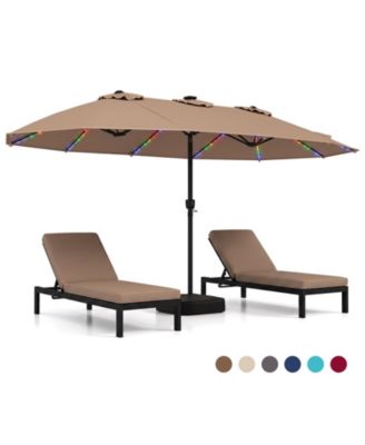 15.5 Feet  Extra-Large Patio Umbrella with 12 Ribs 12 Light Modes 144 Solar LED Lights