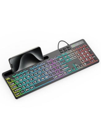 Large Print Wired RGB-Backlit Gaming Keyboard