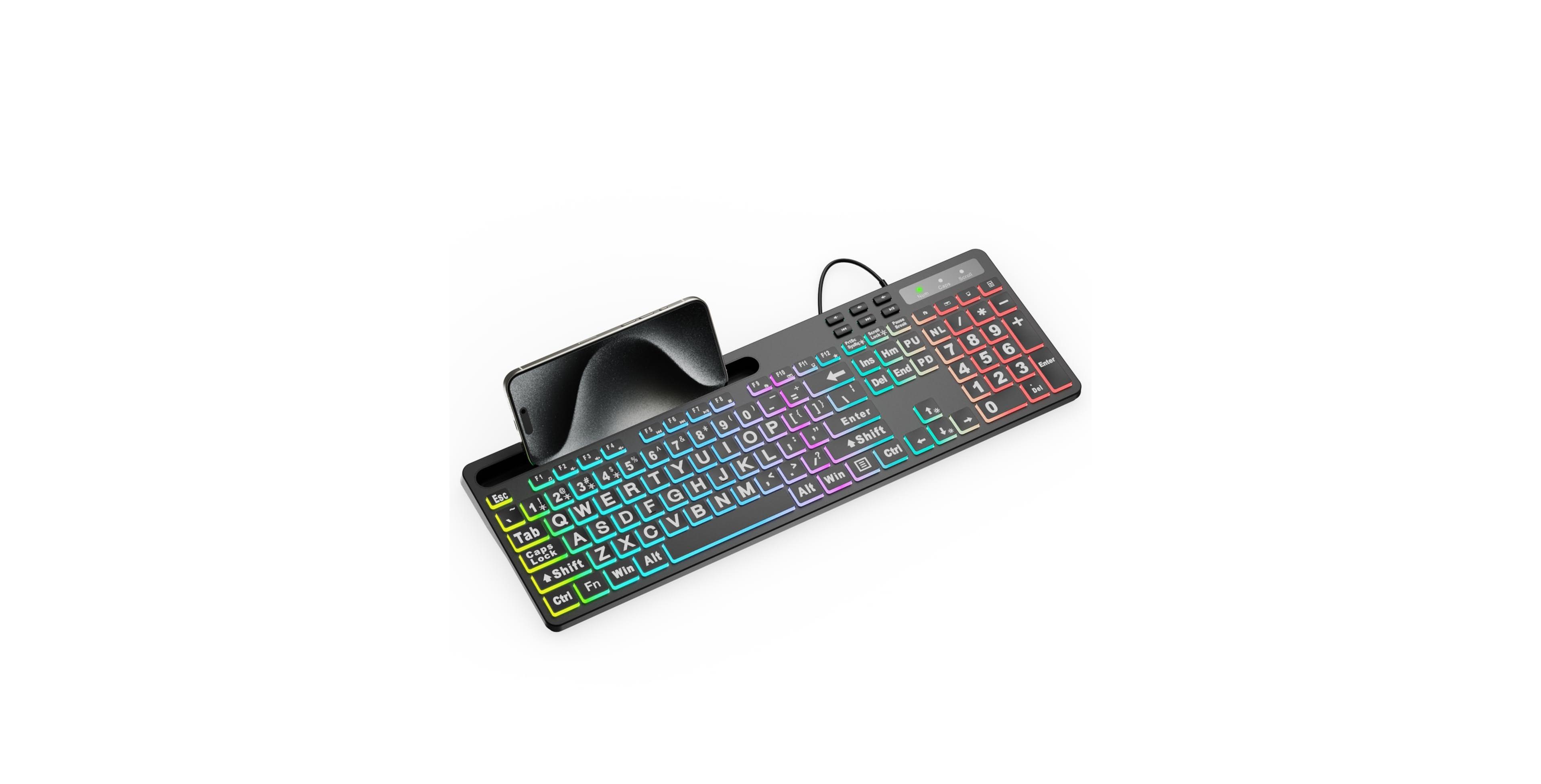 Lofree Large Print Wired Rgb-Backlit Gaming Keyboard